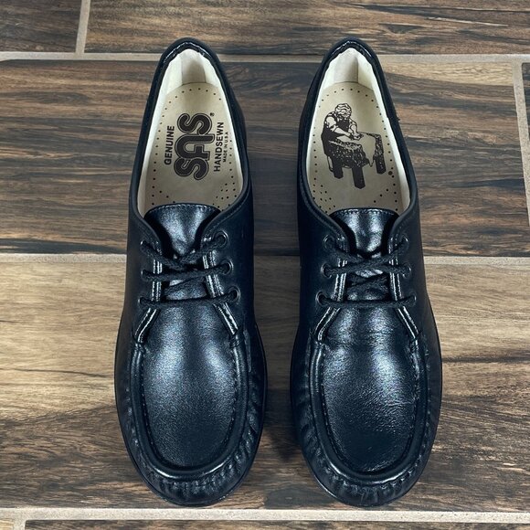 SAS Siesta Womens Size 8.5 Slim AAA Shoes Black Leather Comfort Lace Up Loafer - Picture 11 of 12